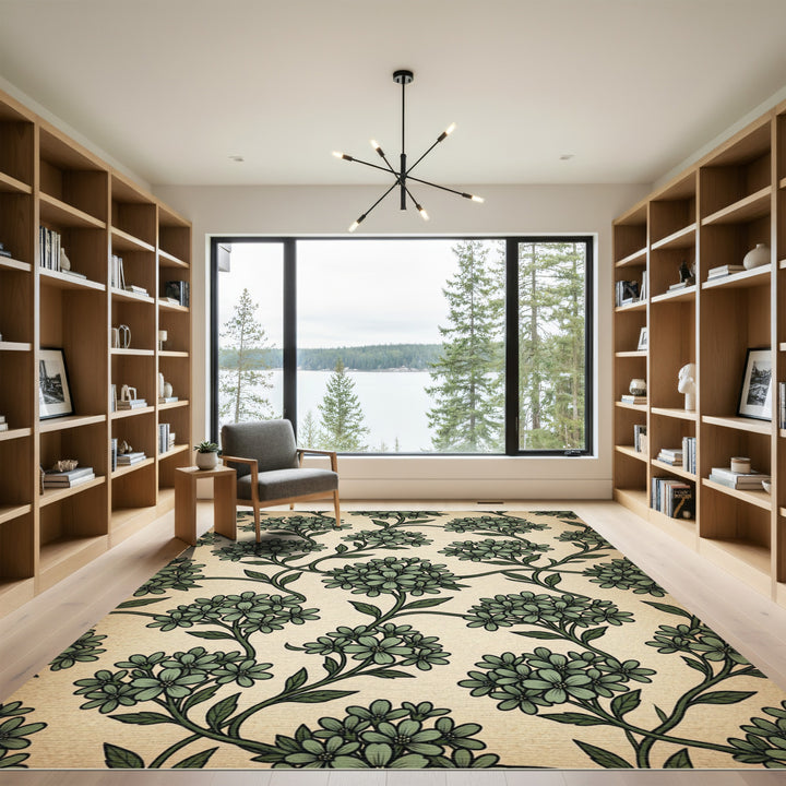 Sage Green Floral Vines Rug