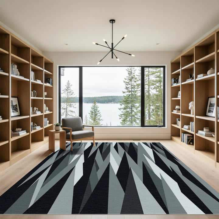 Monochromatic Sharp Geometric Jagged Shards Rug