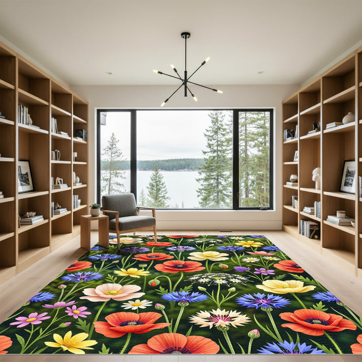 Field of Poppies Cornflowers and Daisies Rug