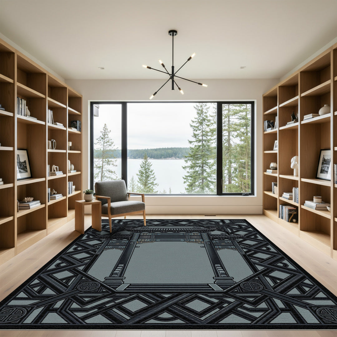 Antique Gray Ornate Archway Rug
