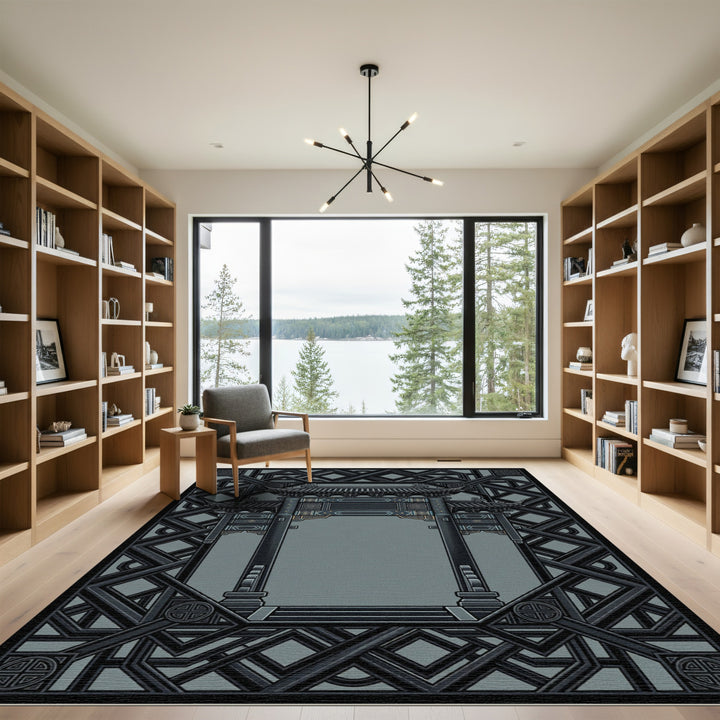 Antique Gray Ornate Archway Rug