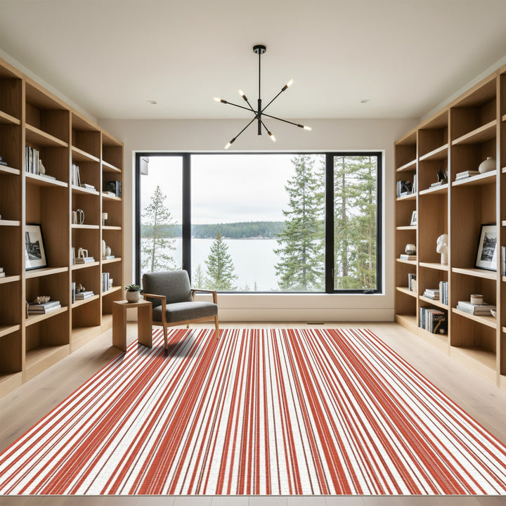 Rustic Red and White Striped Cover Rug