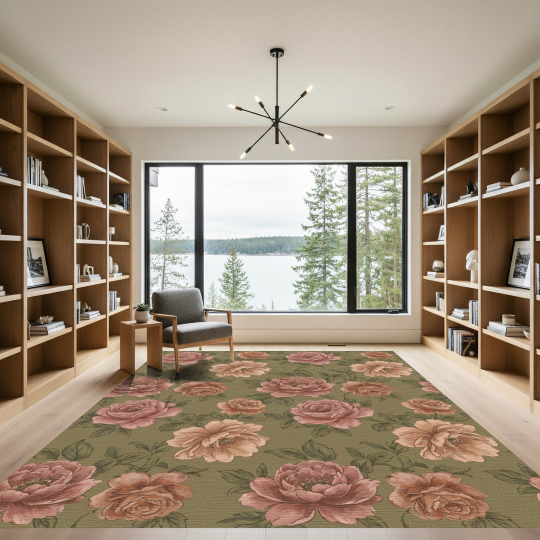 Vintage Rose Blossom Garden Rug