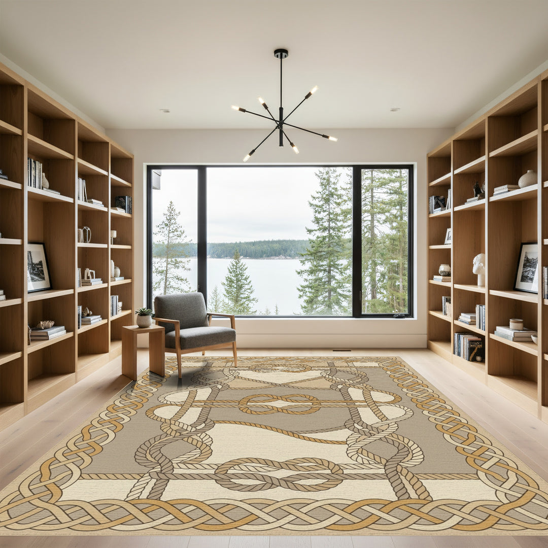 Nautical Rope Knot Border Rug