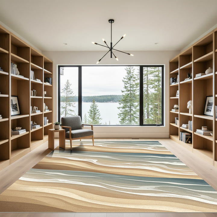 Abstract Sandy Beach Waves Rug