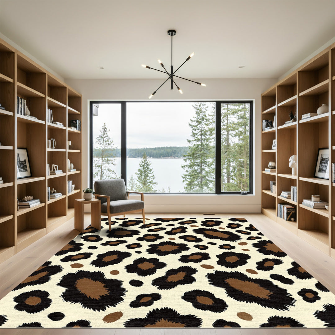 Wild Brown Leopard Spots Rug