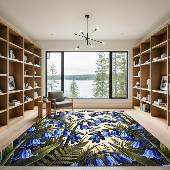 Deep Bluebell Garden Meadow Rug