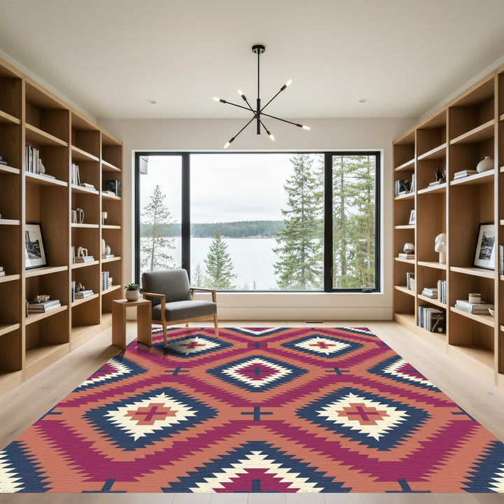 Crimson Diamond Sun Motif Rug