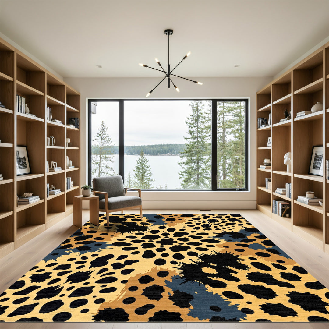 Bold Black Spots Animalistic Rug