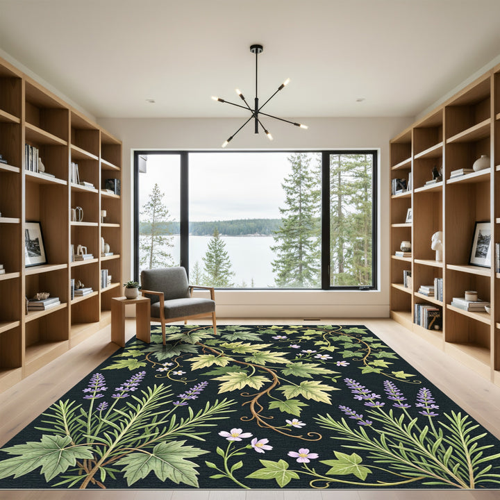 Vineyard Lavender Botanical Art Rug