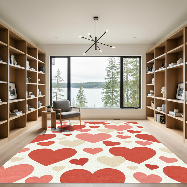 Sweet Romantic Red Pink Hearts Rug
