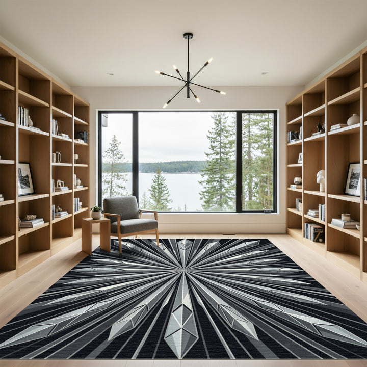 Radiant Crystal Burst Art Deco Rug