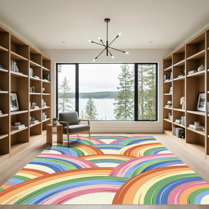 Colorful Rainbow Arch Arrangement Rug