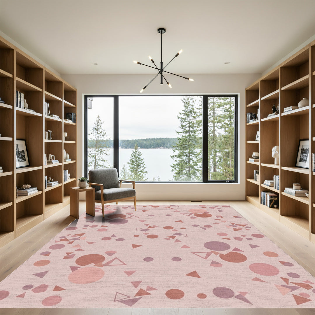 Soft Rose Geometric Sprinkle Trio Rug