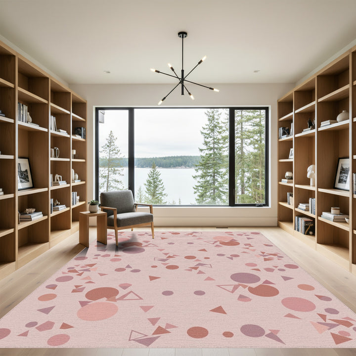 Soft Rose Geometric Sprinkle Trio Rug