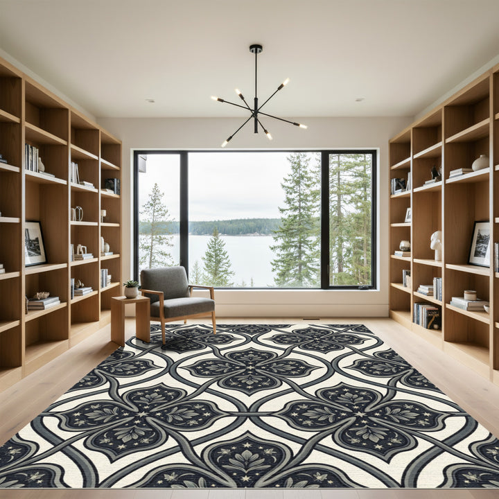 Art Deco Quatrefoil Starry Night Rug