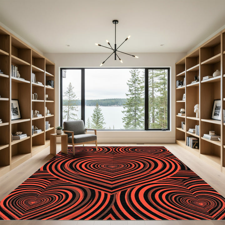 Optical Illusion Heart Rug