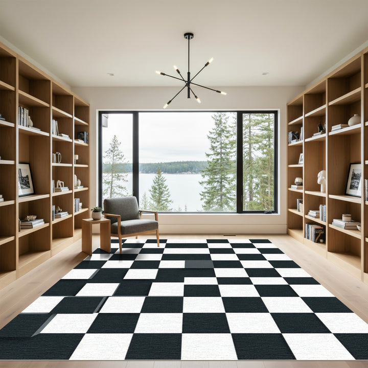 Monochrome Chessboard Cubes Rug