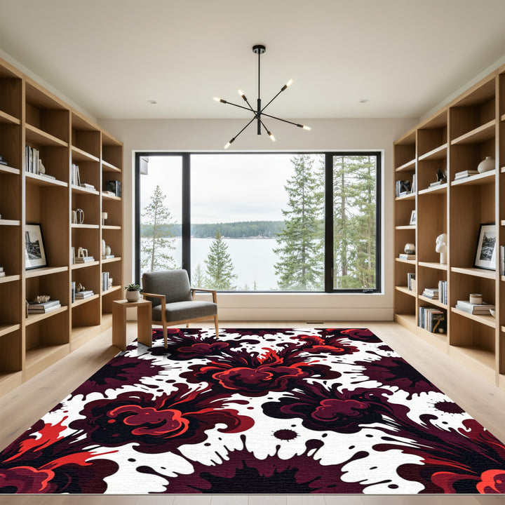Crimson Smoke Burst Rug