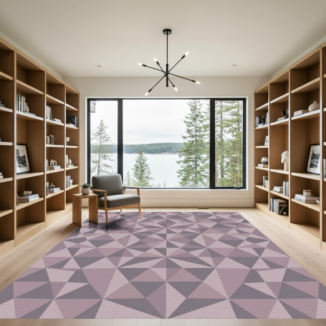 Mauve Gray Geometric Prism Rug
