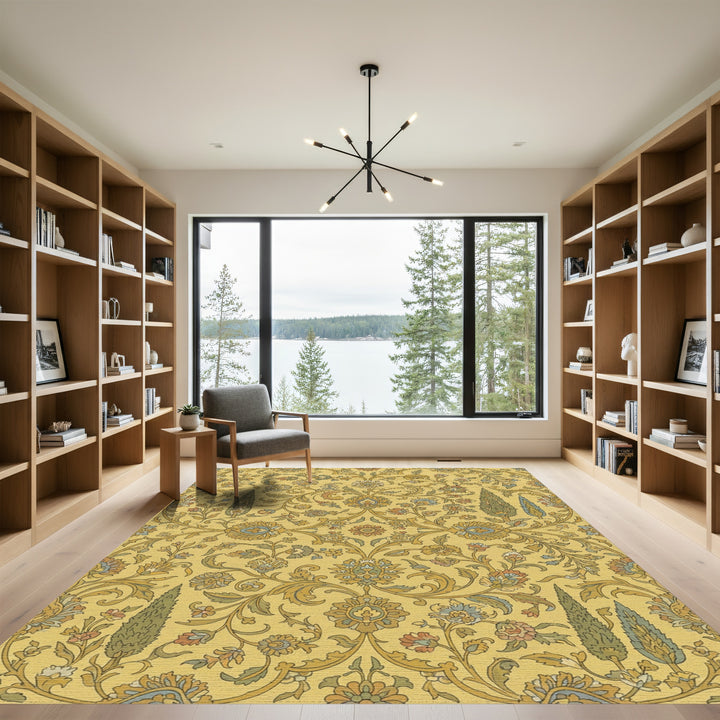 Golden Yellow Floral Cypress Garden Rug