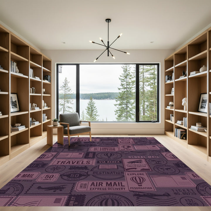Vintage Travel Postmark Collage Rug