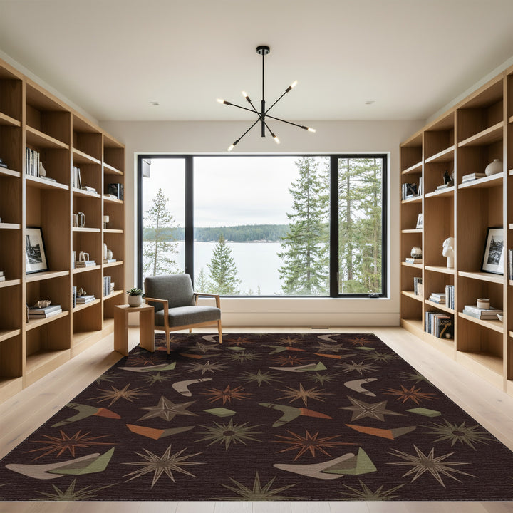 Retro Boomerang Starburst Geometric Shapes Rug