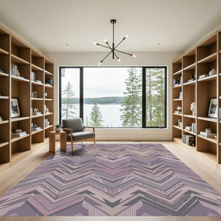 Neutral Purple Aztec Chevron Zigzag Rug