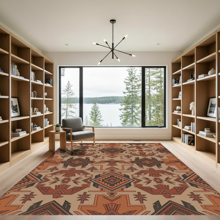 Earthy Tones Thunderbird Geometric Rug