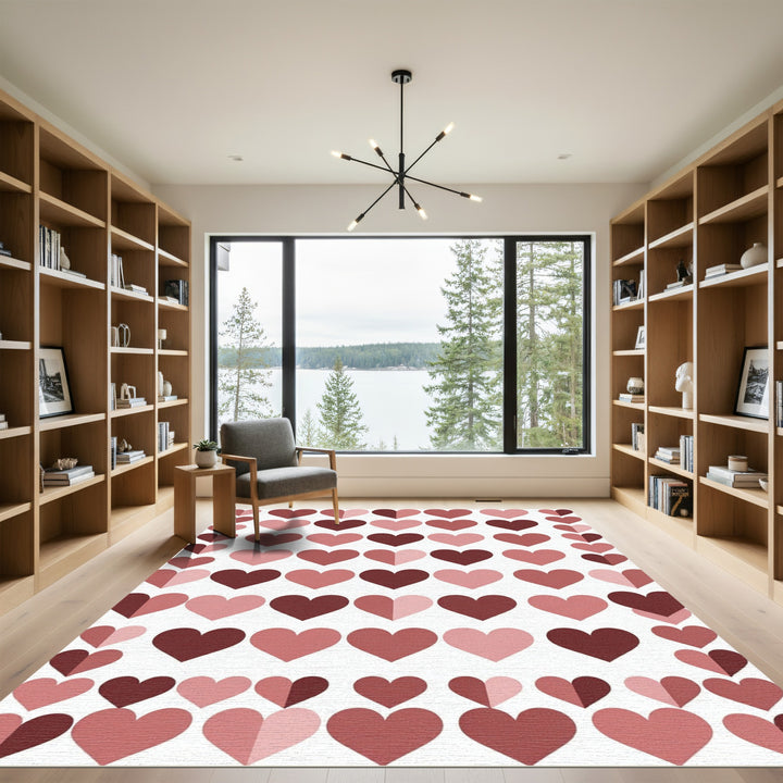 Romantic Rose Hearts Composition Rug