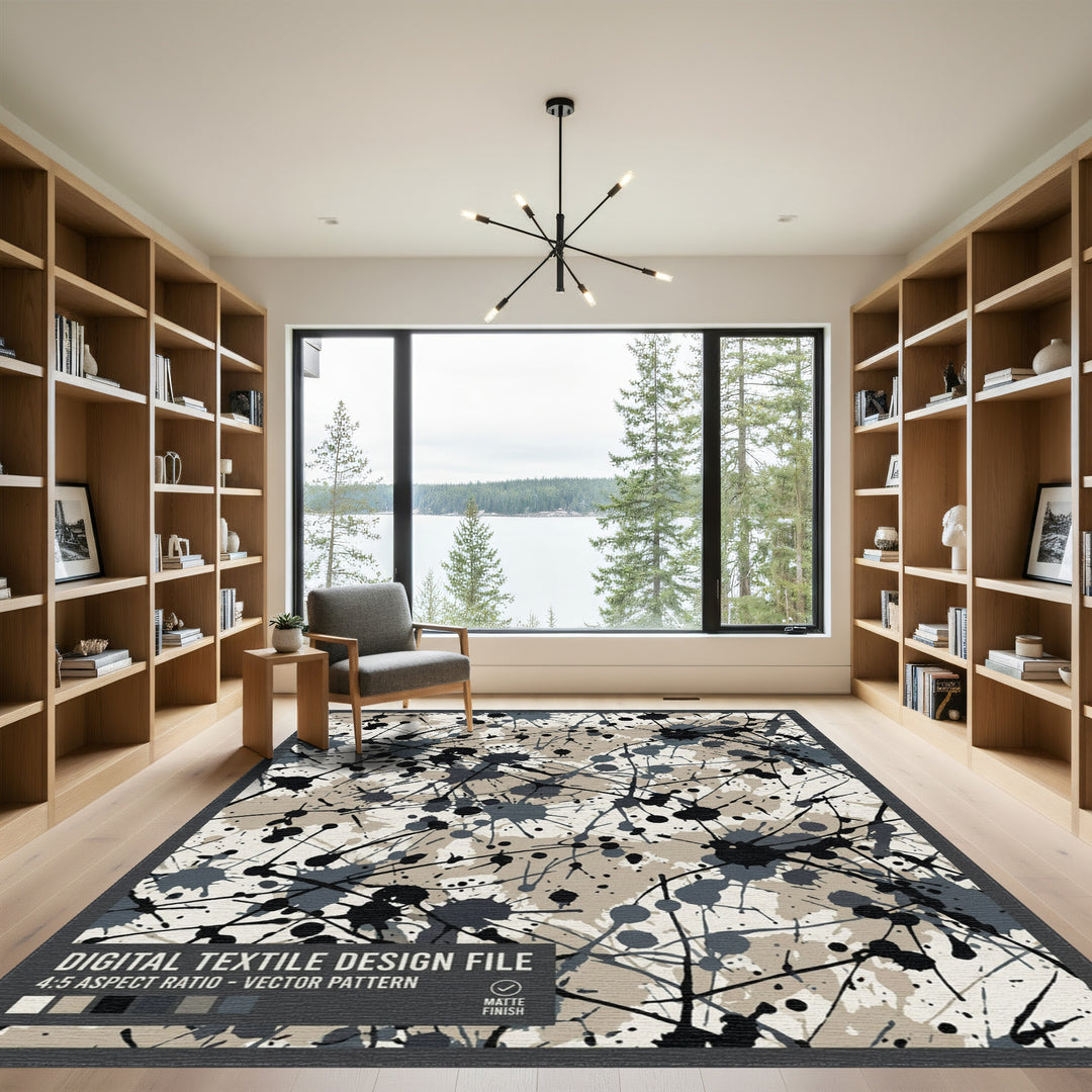 Earthy Neutral Splatter Abstract Rug