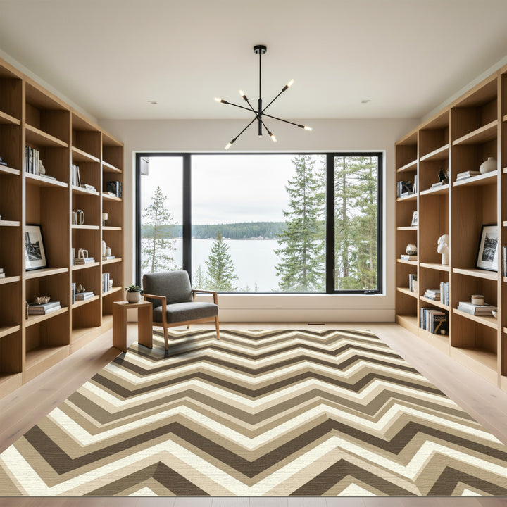 Muted Brown Chevron Zigzag Rug