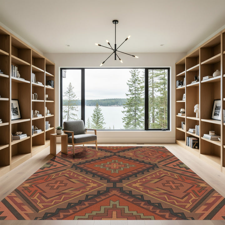 Earthy Terracotta Navajo Diamond Rug