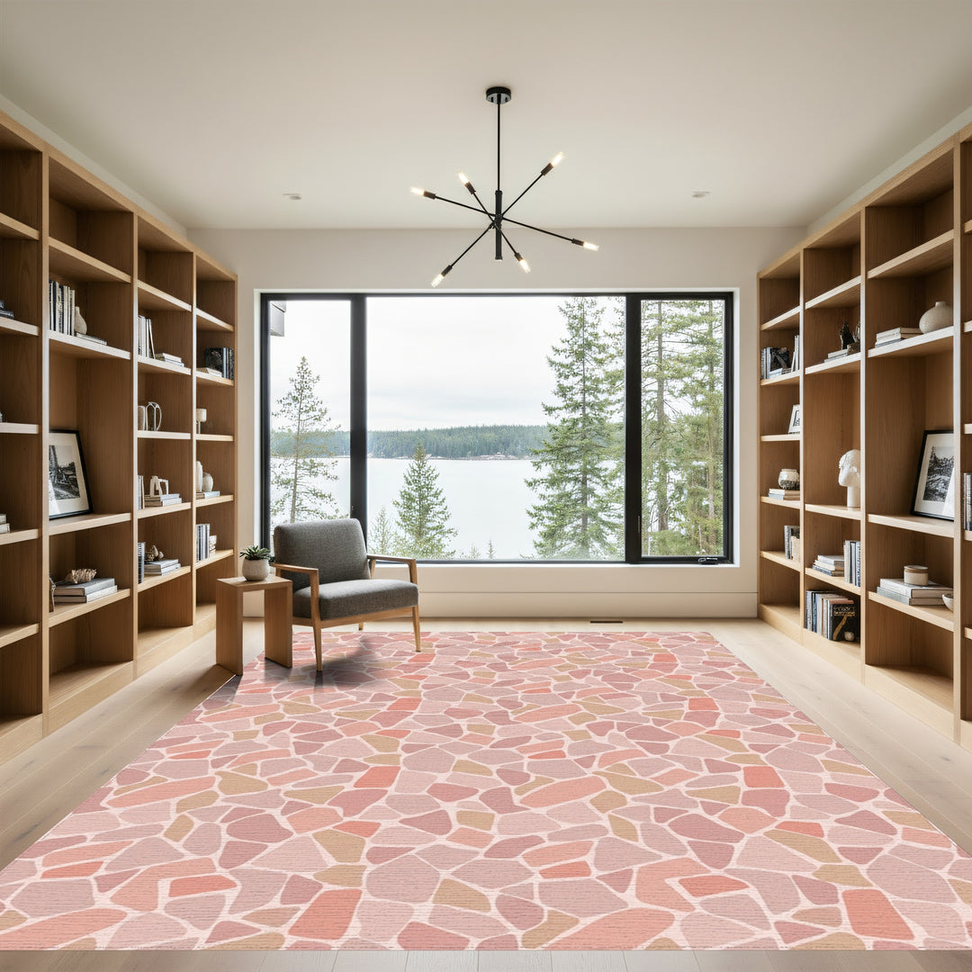Terracotta Pink Mosaic Stone Rug