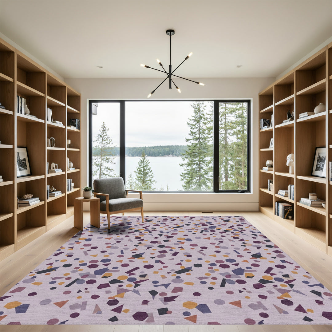 Muted Geometric Shapes Confetti Rug
