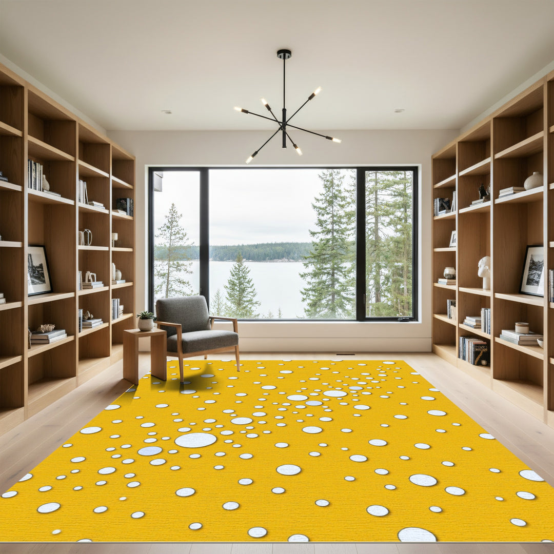 Golden Bubbles Scattered Abstract Rug