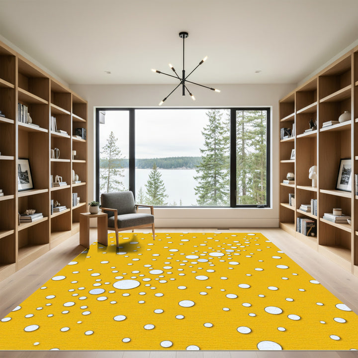 Golden Bubbles Scattered Abstract Rug