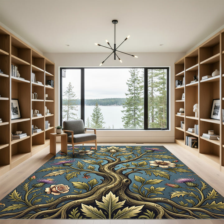 Whimsical Floral Tree Botanical Art Rug