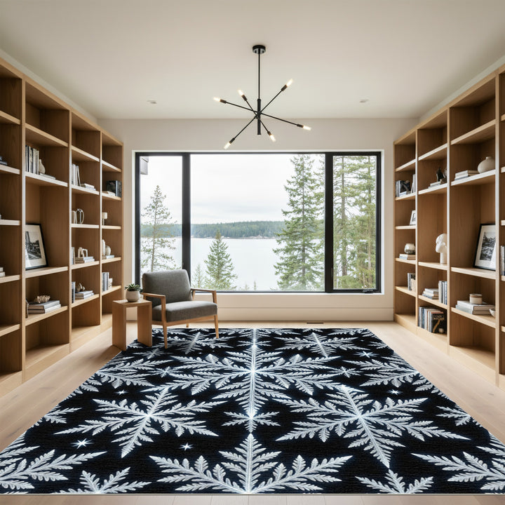 Winter White Snowflake Overlay Rug