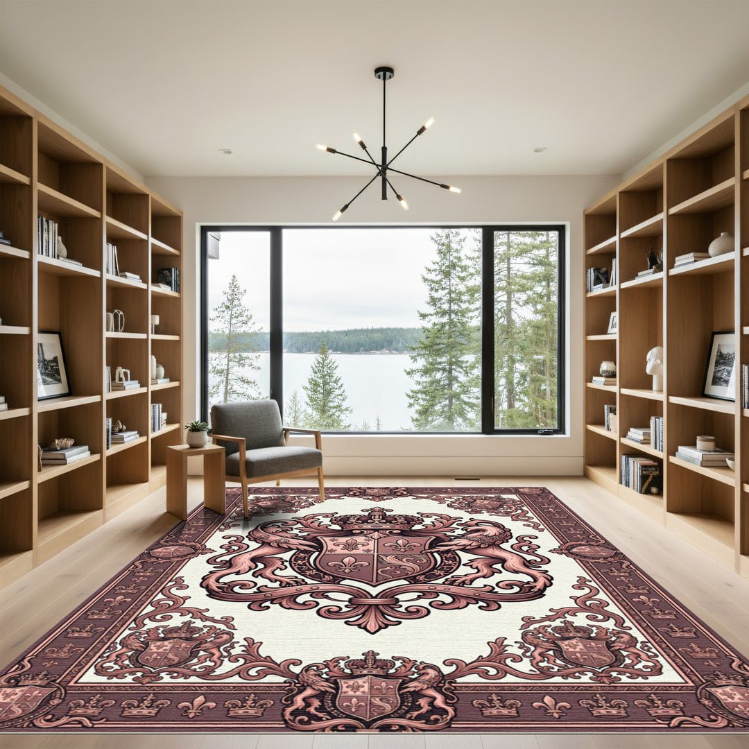 Ornate Rose Gold Royal Crest Rug