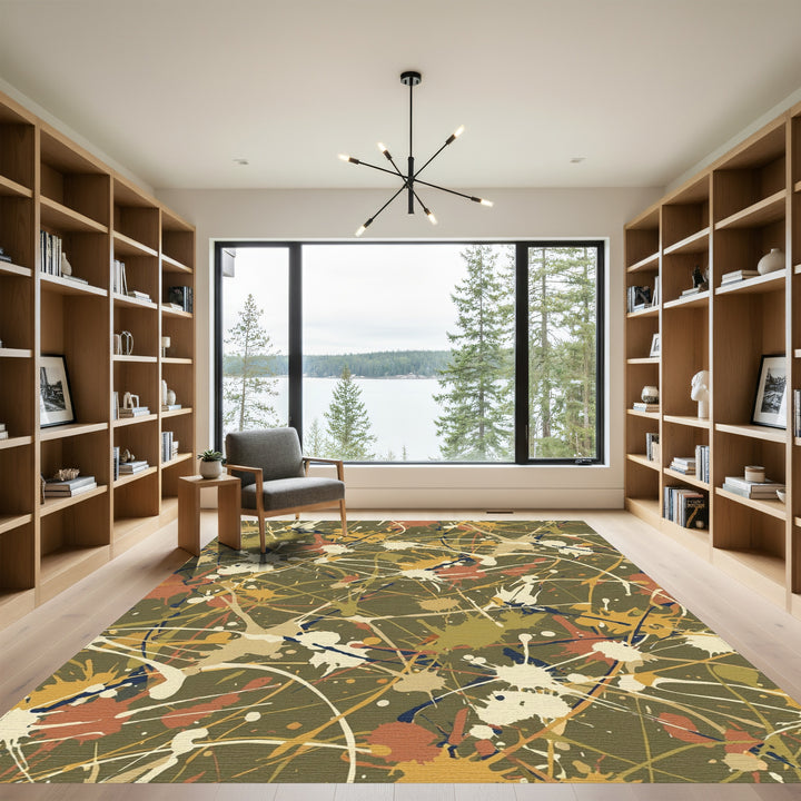 Earthy Camouflage Splatter Paint Splash Rug