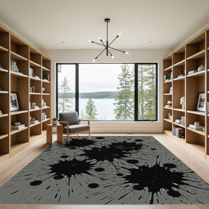 Grayscale Splatter Abstract Explosion Rug