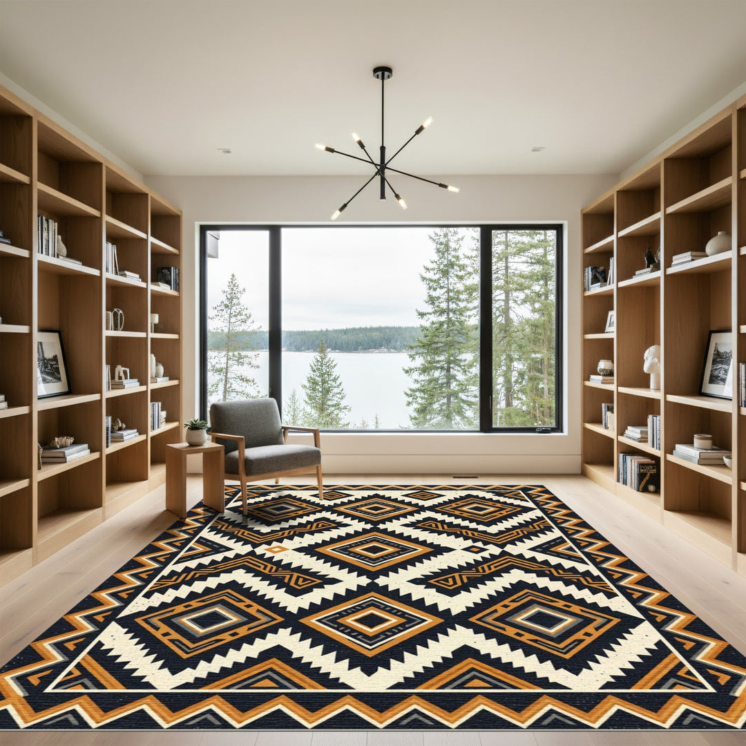 Aztec Ochre Tribal Diamond Rug