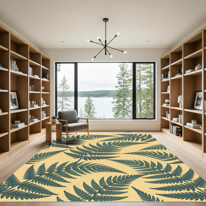 Fern Leaf Serene Green Yellow Rug
