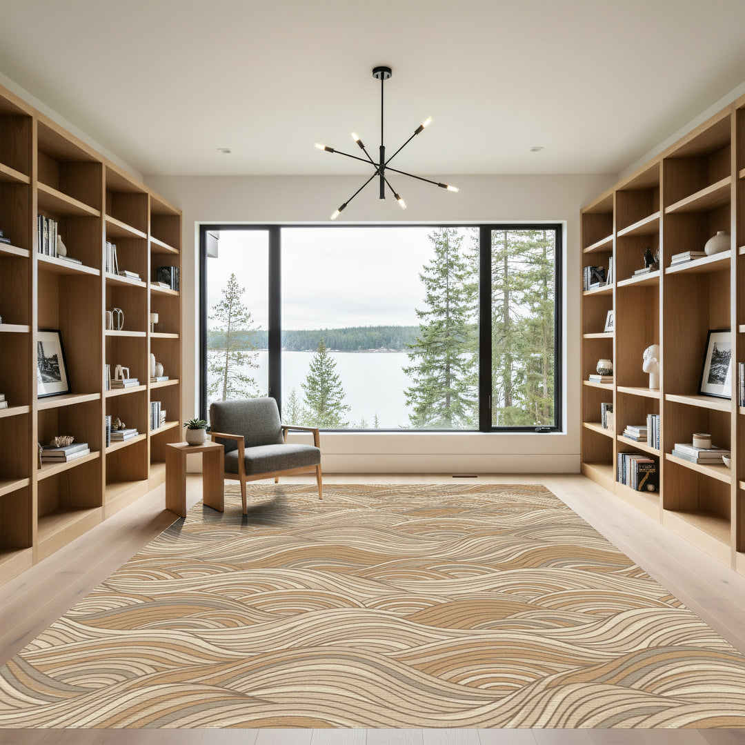 Earthy Tone Wavy Stripe Landscape Rug