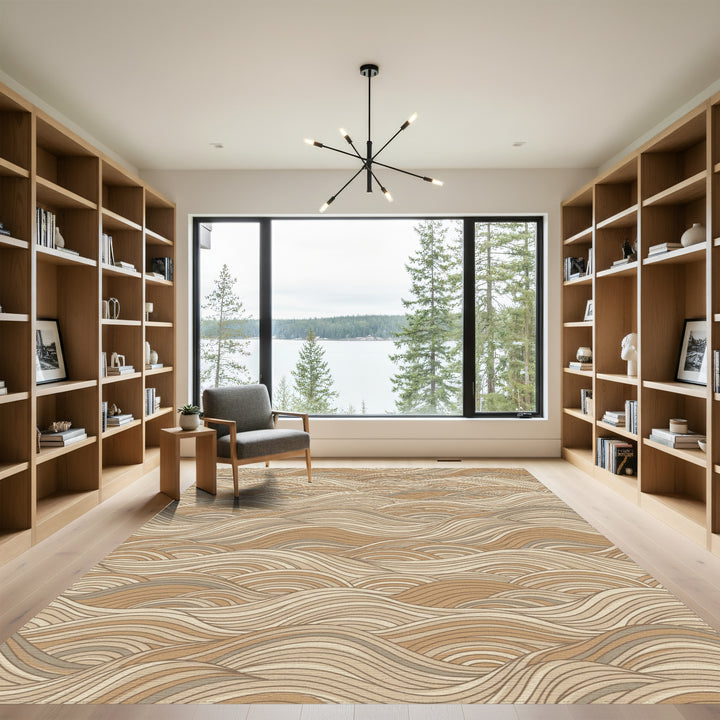 Earthy Tone Wavy Stripe Landscape Rug