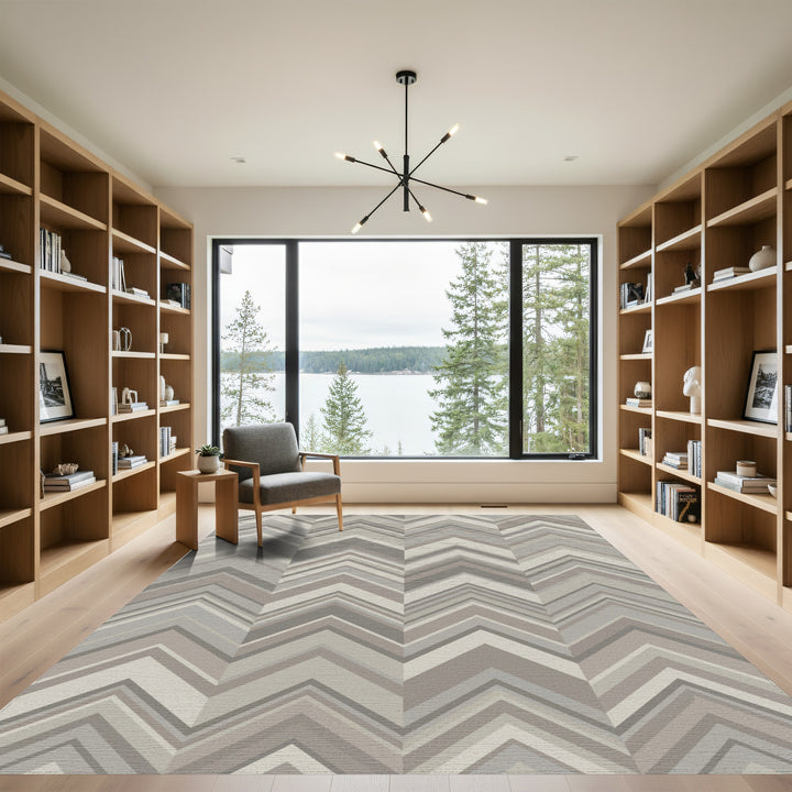 Neutral Tone Chevron Stripe Rug