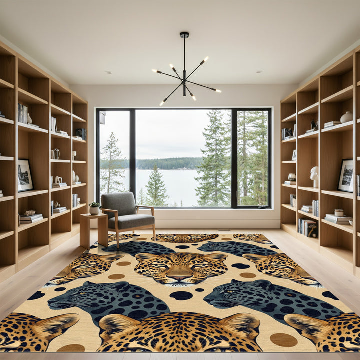Leopard Silhouette Spots Velvet Rug