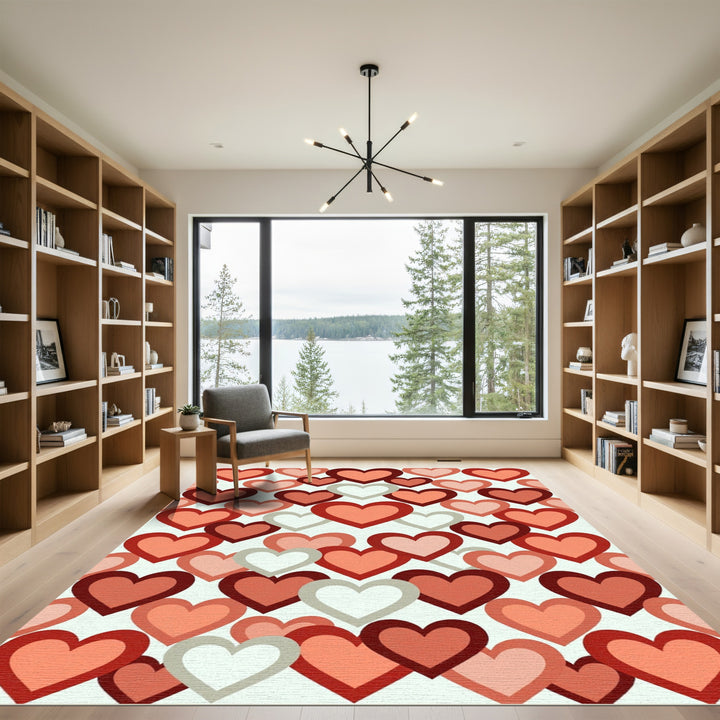 Heartfelt Red Gradient Abstract Area Rug