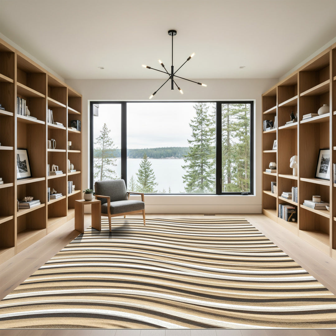 Sandy Wave Stripe Abstract Rug